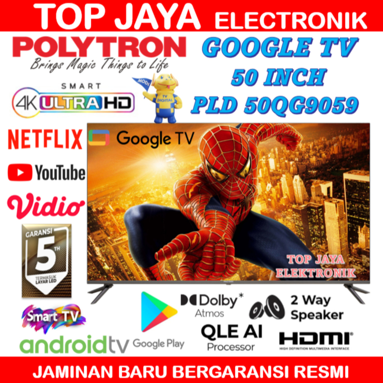 TV QLED POLYTRON 50 INCH DIGITAL SMART ANDROID GOOGLE TV /QLED TV 50 INCH POLYTRON PLD-50QG5059 GOOG