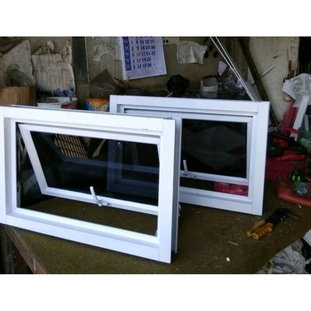 Jendela alumunium/jendela casement ukuran 60x40 SATU SET TINGGAL PASANG FREE PEKING