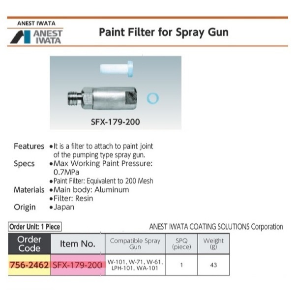 Anest Iwata Paint Filter for Spray Guns. Compatible with W-101, W-71, W-61, LPH-101, and WA-101 spra