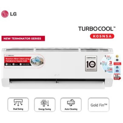 LG AC SPLIT 1/2 PK TURBOCOOL K05NSA INDOOR SAJA ( TANPA UNIT OUTDOOR )