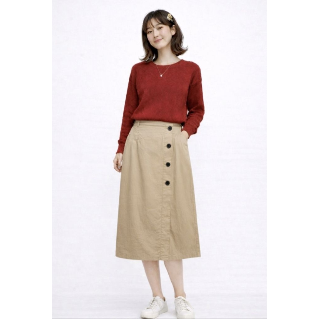 Skirt GU by UNIQLO Linen Pencil Coksu (L)