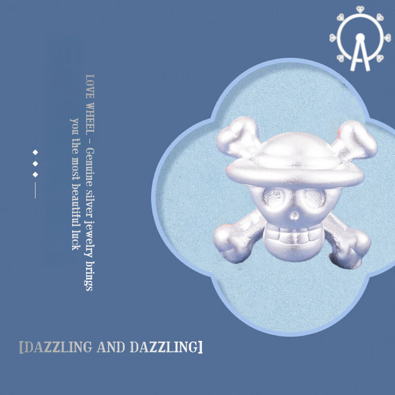 LOVE WHEEL{999 Pure Silver Product}Aksesori Tengkorak Bajak Laut Perak Murni S999 | Gelang & Kalung 