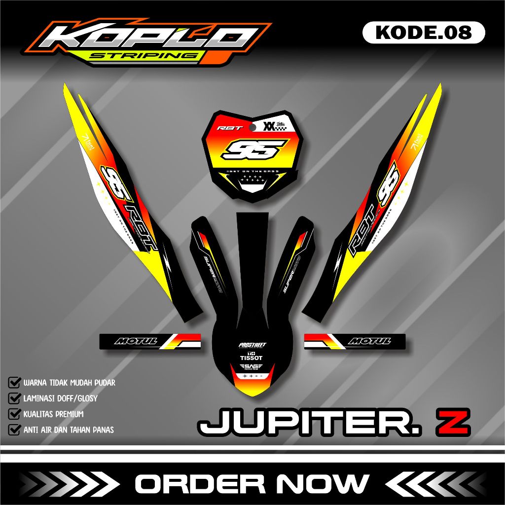 Decal Sticker RBT Motor Jupiter Z Burhan - Striping RBT/GTX Bebek Modif Supermoto Terlaris KPL.08