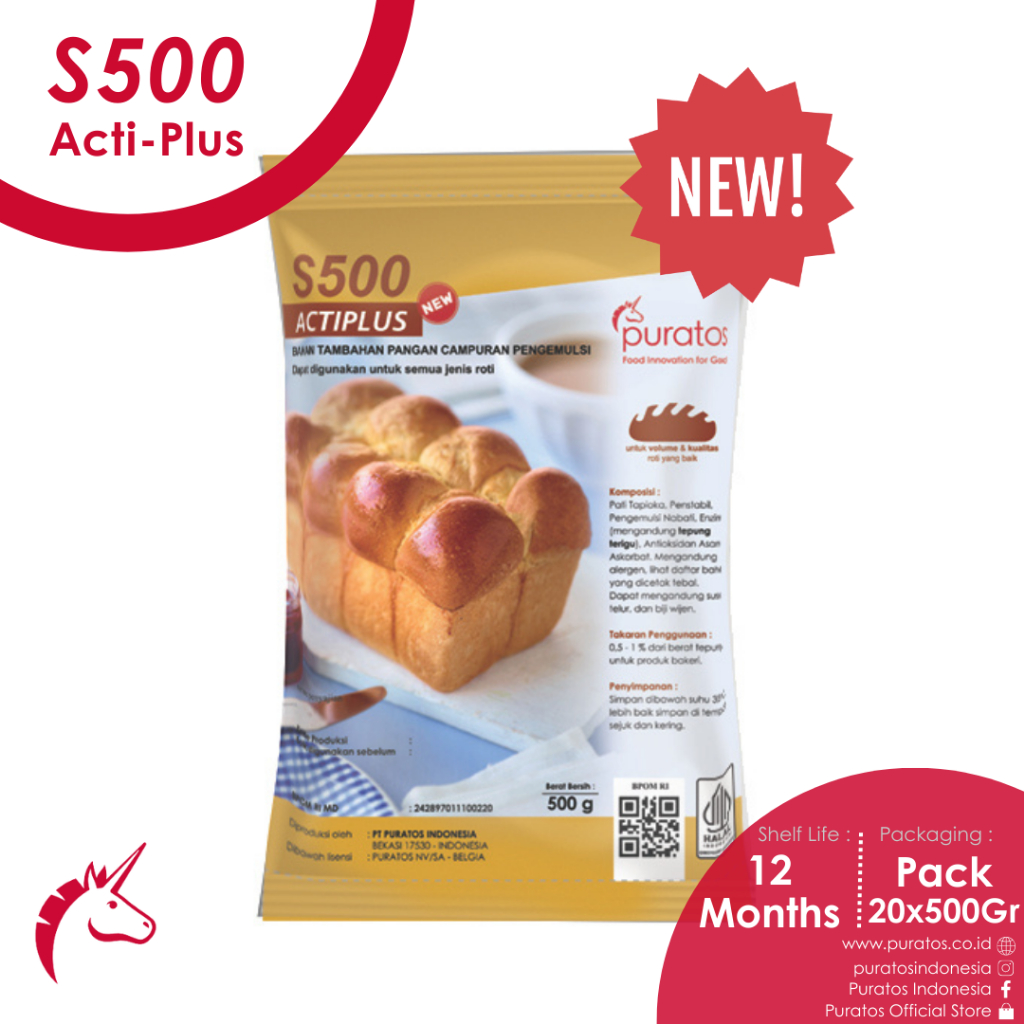 Puratos S500 Acti-plus / Pengembang Roti / Improver / Pelembut Roti - 500Gr