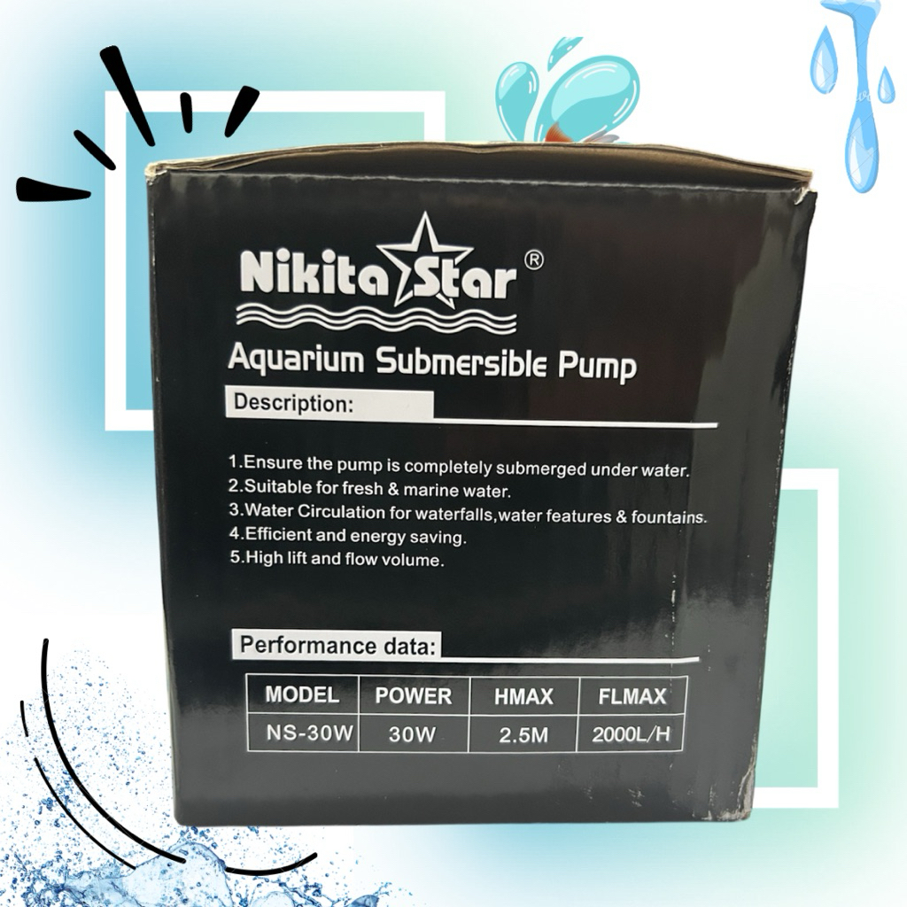 NIKITA STAR PSP NS 30W POMPA KOLAM AQUARIUM DRY BURNING SUBMERSIBLE PUMP