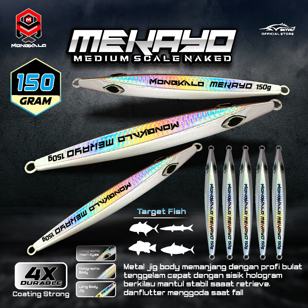 Metal Jig 150 Gram MONGKALO MEKAYO Sisik Silver Umpan Jigging 150grm Umpan Pancing Jiging Laut 150 g