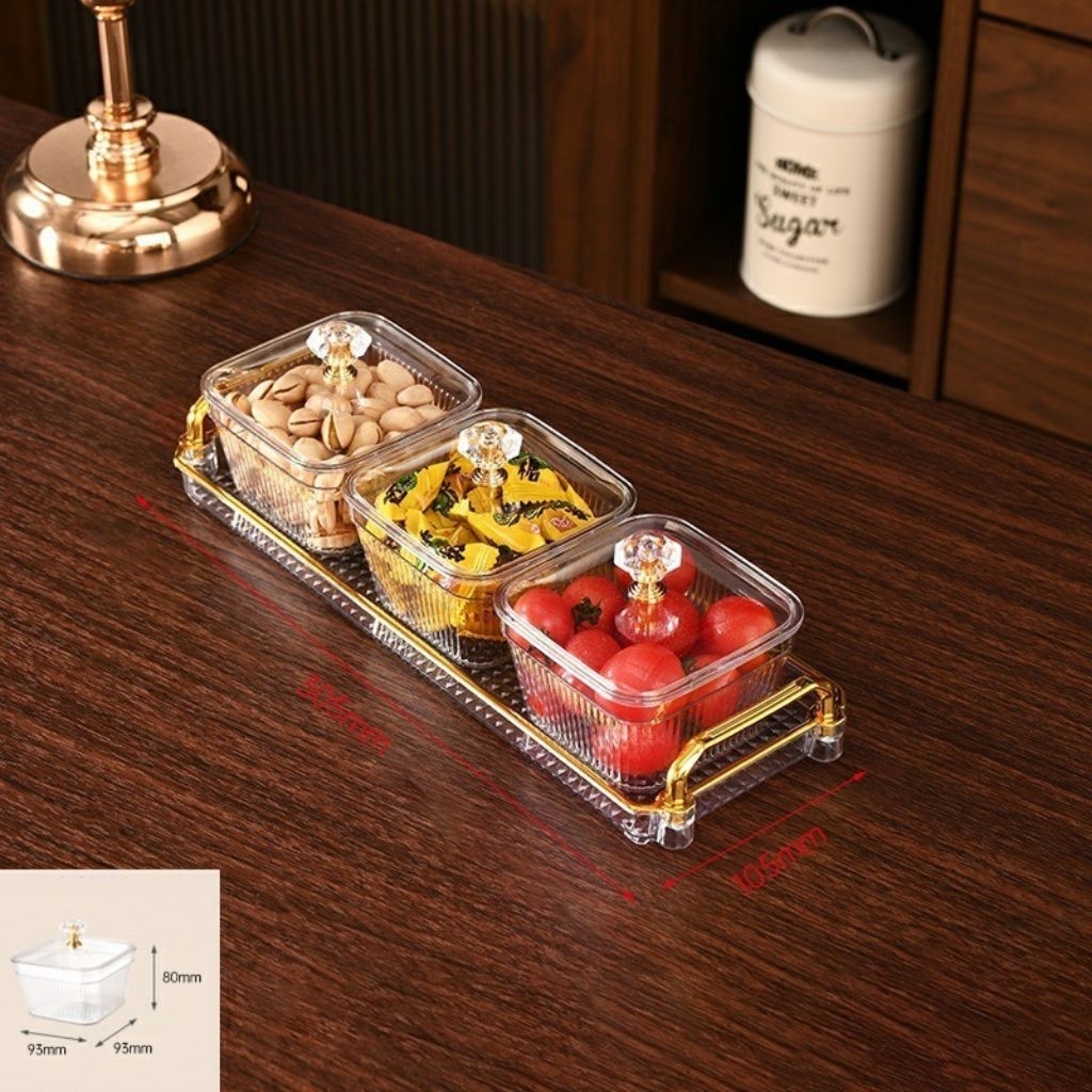 Toples Mutiara Nampan Set 3 1206 / Toples Lebaran / Toples Minimalis / Toples Serbaguna