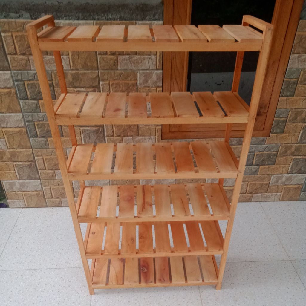 rak serbaguna/rak sepatu/rak ikan cupang/rak kayu susun enam/rak minimalis estetik
