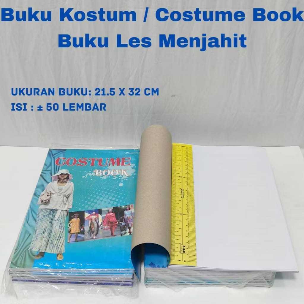 Costume Book | Buku Costum Les Pola Menjahit Baju | Peralatan Menjahit Baju Ukuran 21.5cm x 32 cm