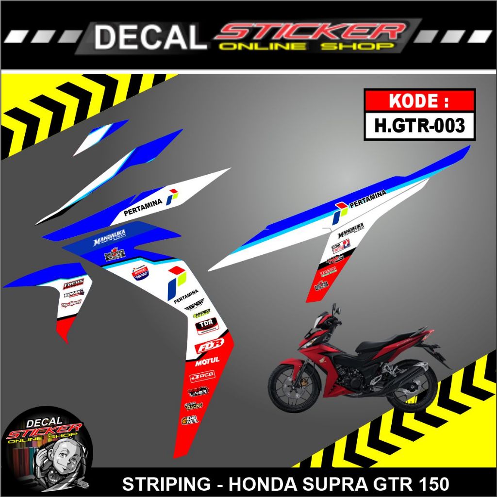 STIKER MOTOR HONDA SUPRA GTR 150 DECAL STRIPING STICKER VARIASI MANDALIKA RACING KEREN