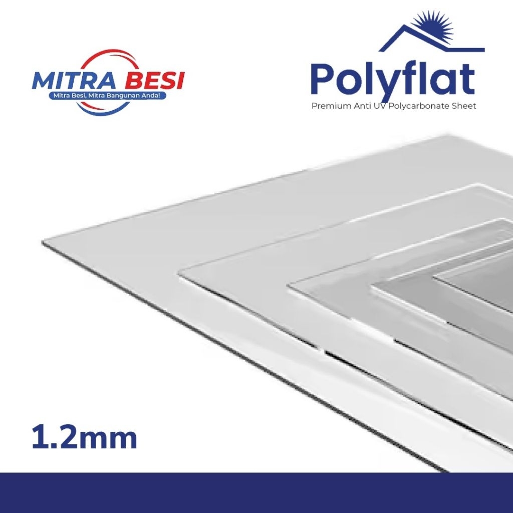 Atap Polikarbonat Solid Lembaran Tebal 1.2mm dan 3mm Lebar 1.22 Meter Bisa Beli Per Meter Lari untuk