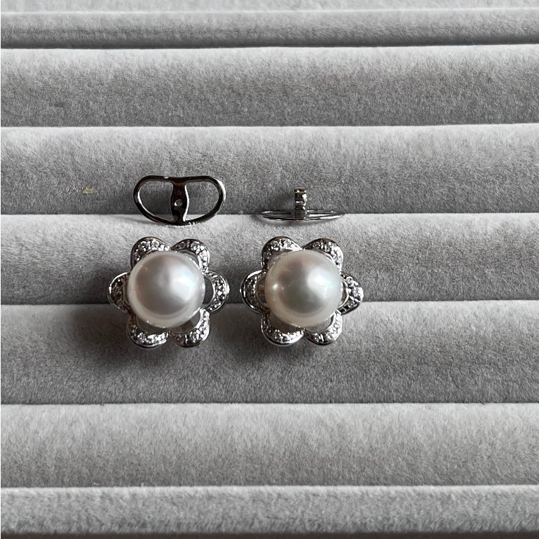 Anting / giwang berlian emas putih mutiara air laut 017