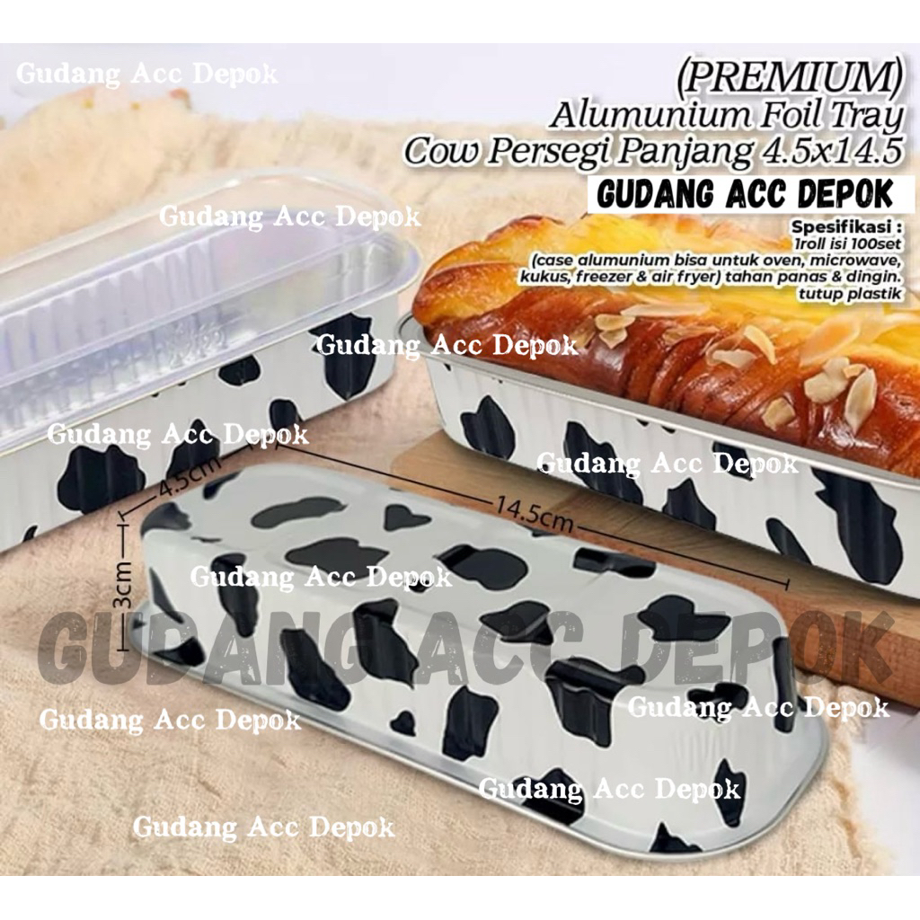 (ISI 50PCS) ALUMUNIUM FOIL TRAY + TUTUP PERSEGI PANJANG 4.5x14.5cm 4,5 x 14,5 CM / ALUMINIUM FOIL PR