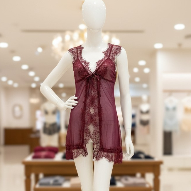 Lingerie Dress Sexy Baju Tidur Merah Maroon Seksi Transparan LT8875