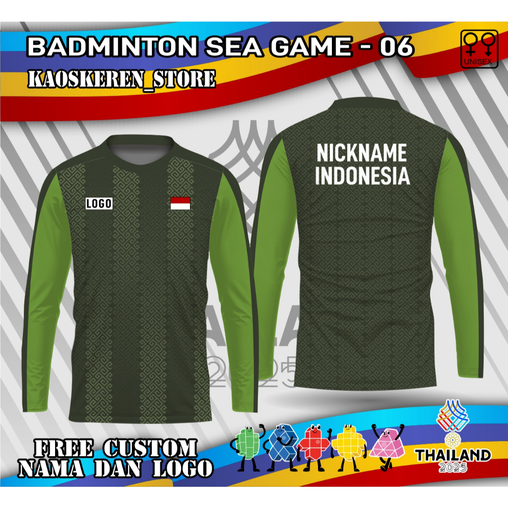 Jersey badminton indonesia seagames thailand 2025 lengan panjang baju bulutangkis kaos badminton tim