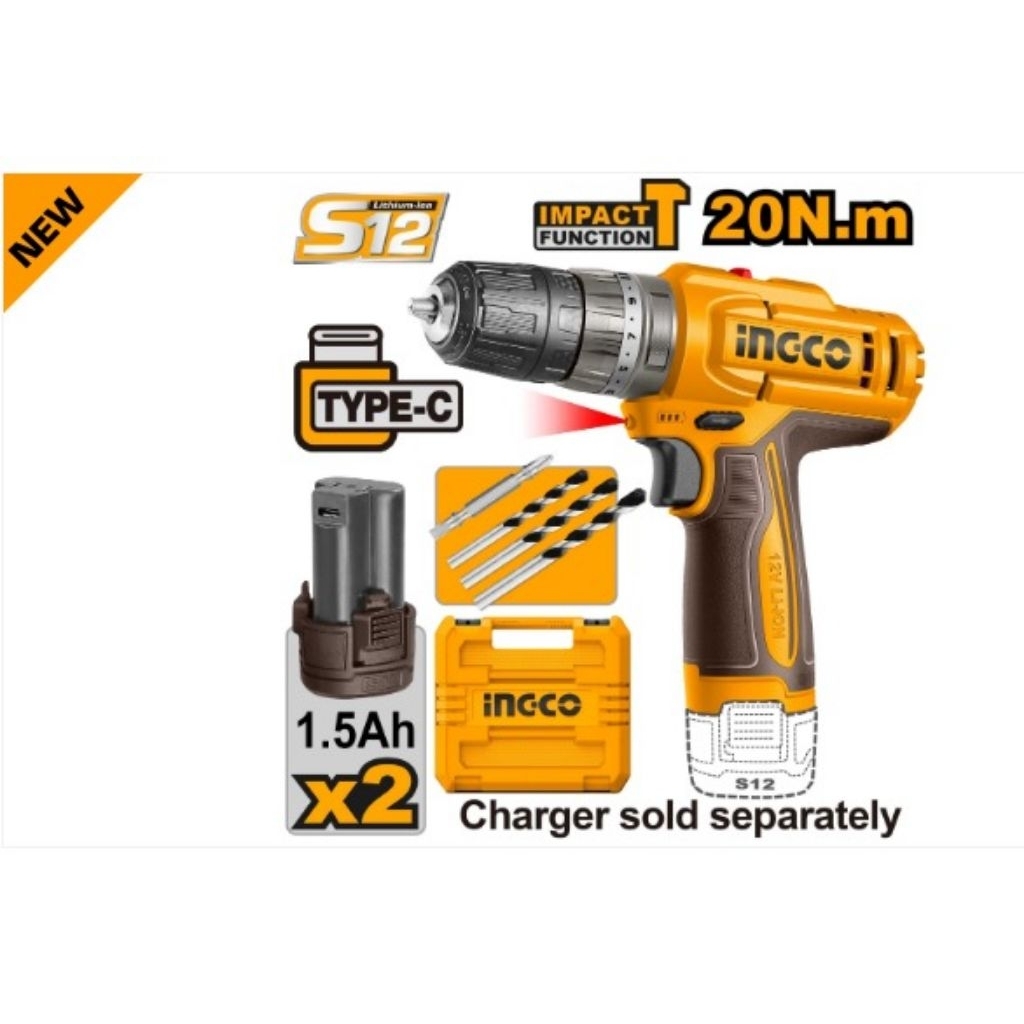 MESIN BOR IMPACT CORDLESS 12V CIDLI12206 INGCO