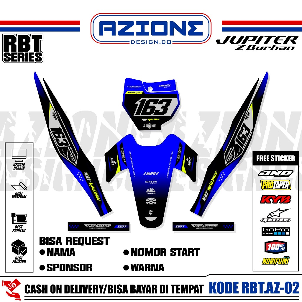 (COD) Sticker Variasi RBT/GTX JUPITER Z/BURHAN Stiker Decal Striping Bebek Modif RBT, FREE STICKER