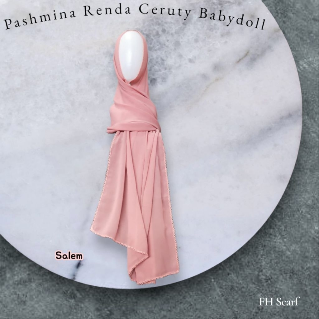 Kerudung Hijab Jilbab Pashmina Renda Ceruty Babydoll Premium Warna Salem Murah