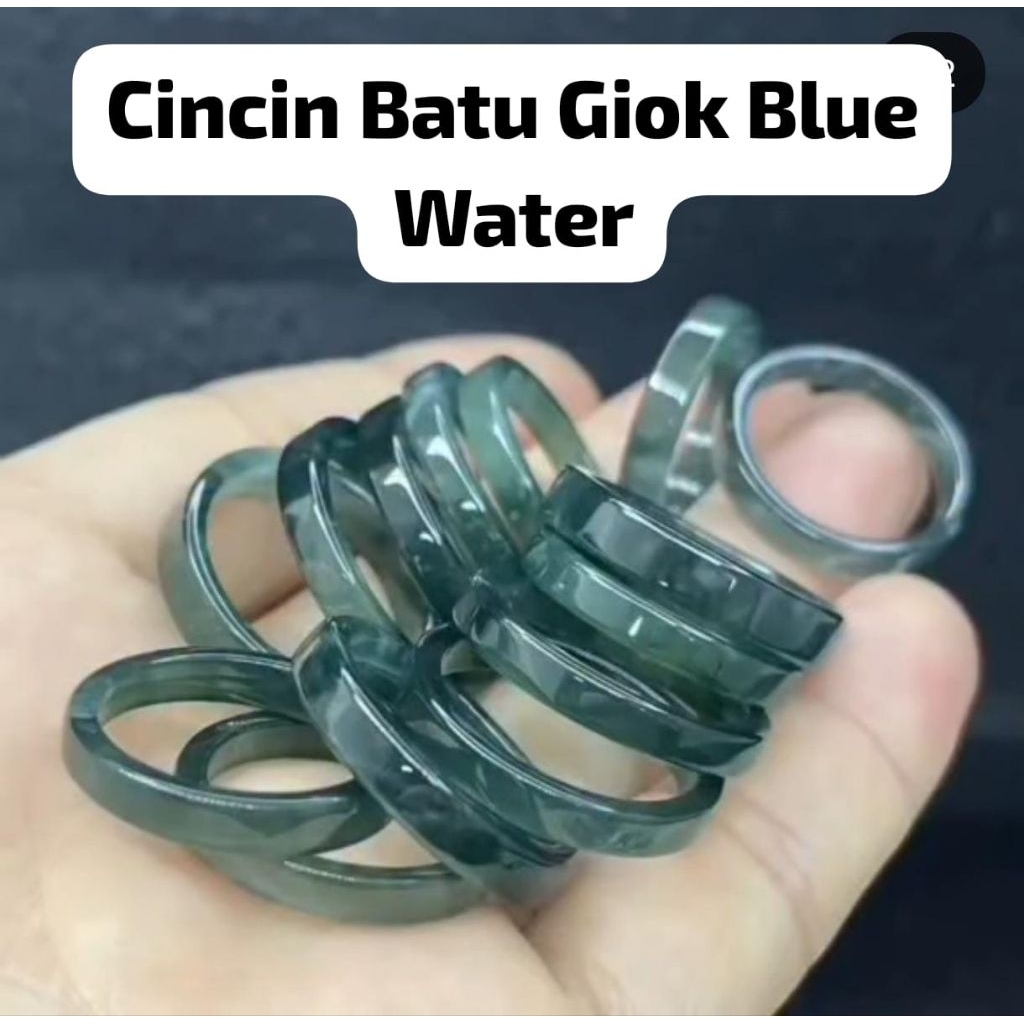 Cincin Batu Giok Blue Water Tipe A Asli