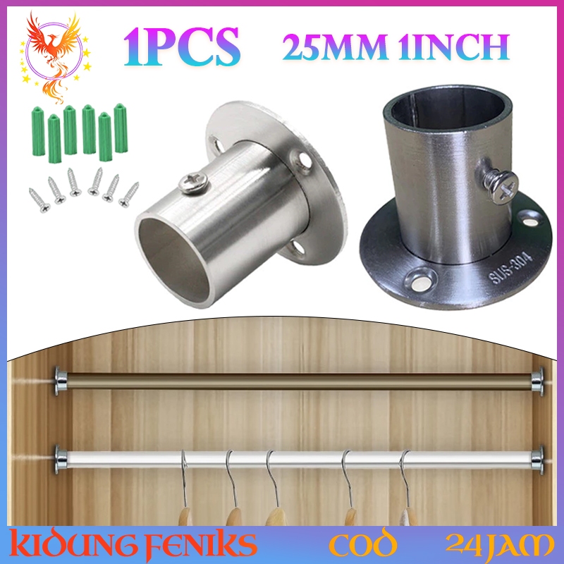 25mm 1inch Dudukan Pipa Stainless 304 Flange Tinggi Kuat Untuk Gantungan Handuk Tirai Roman Dan Pipa