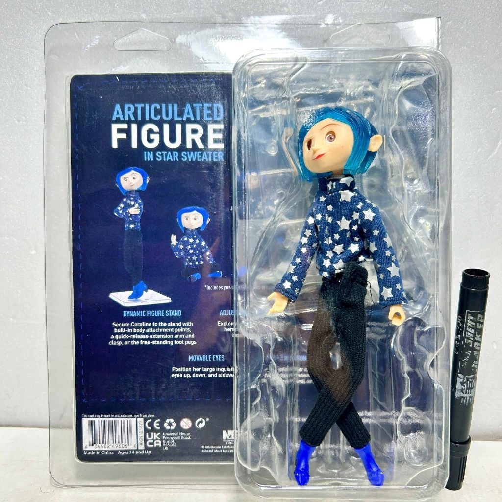 mainan action figure coraline articulated series neca a possable puppet in star sweater tinggi sekit