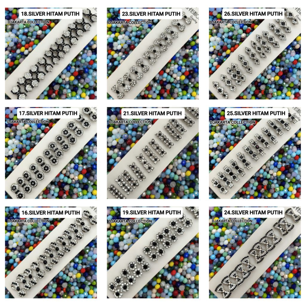 *MOTIF LENGKAP*BROS DAGU HITAM PUTIH SERIES jilbab cantik bros jilbab terbaru mewah bros dagu kecil 