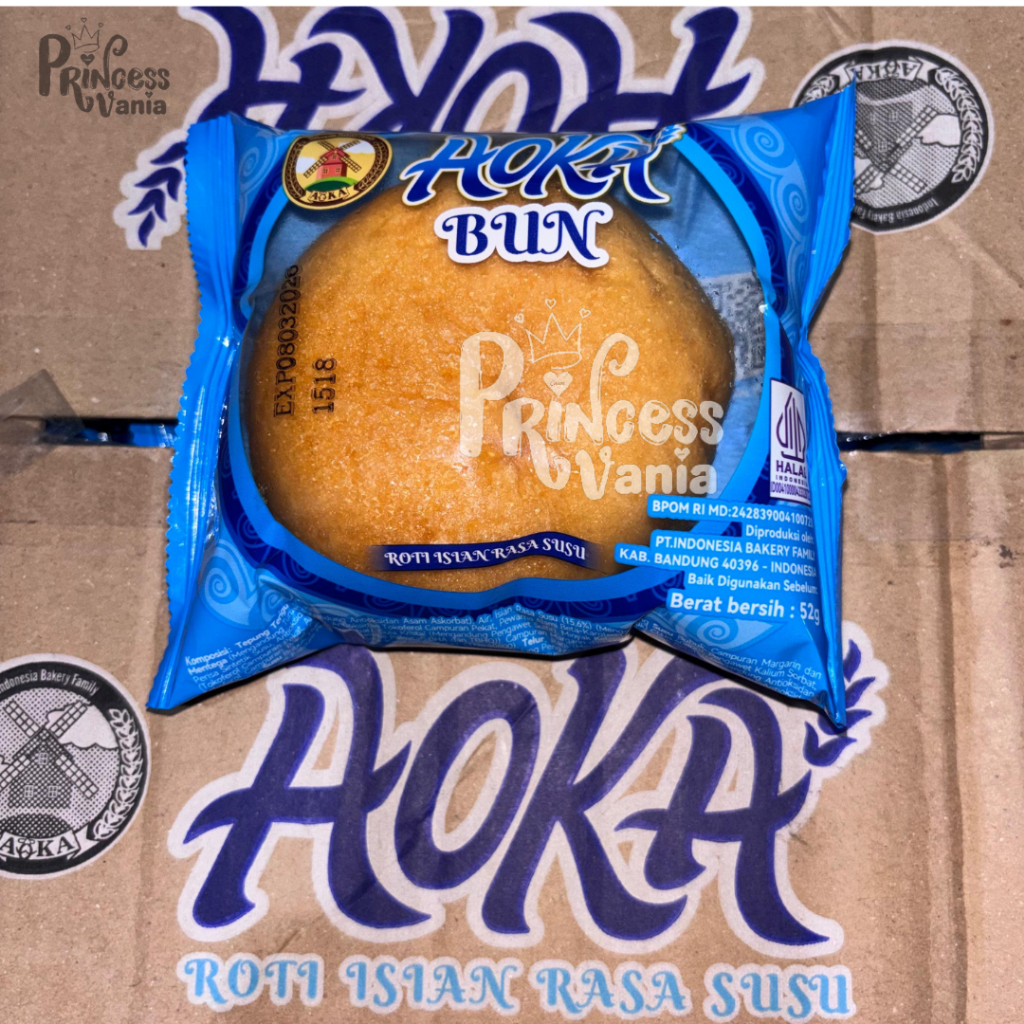 AOKA BUN ROTI SATUAN ISIAN RASA SUSU KEMASAN 52GR