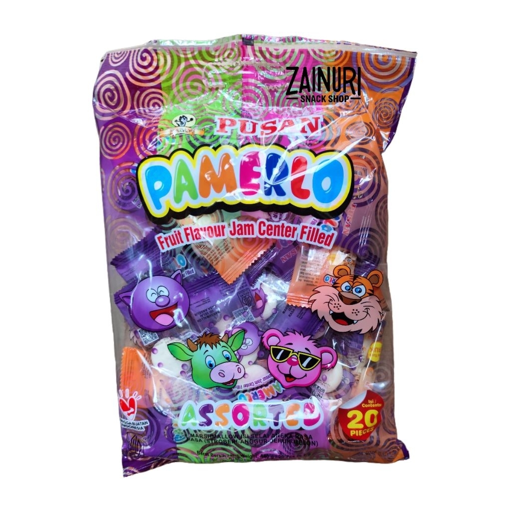 Permen Marshmallow Pamerlo Jam Center Assorted Isi 20 pcs