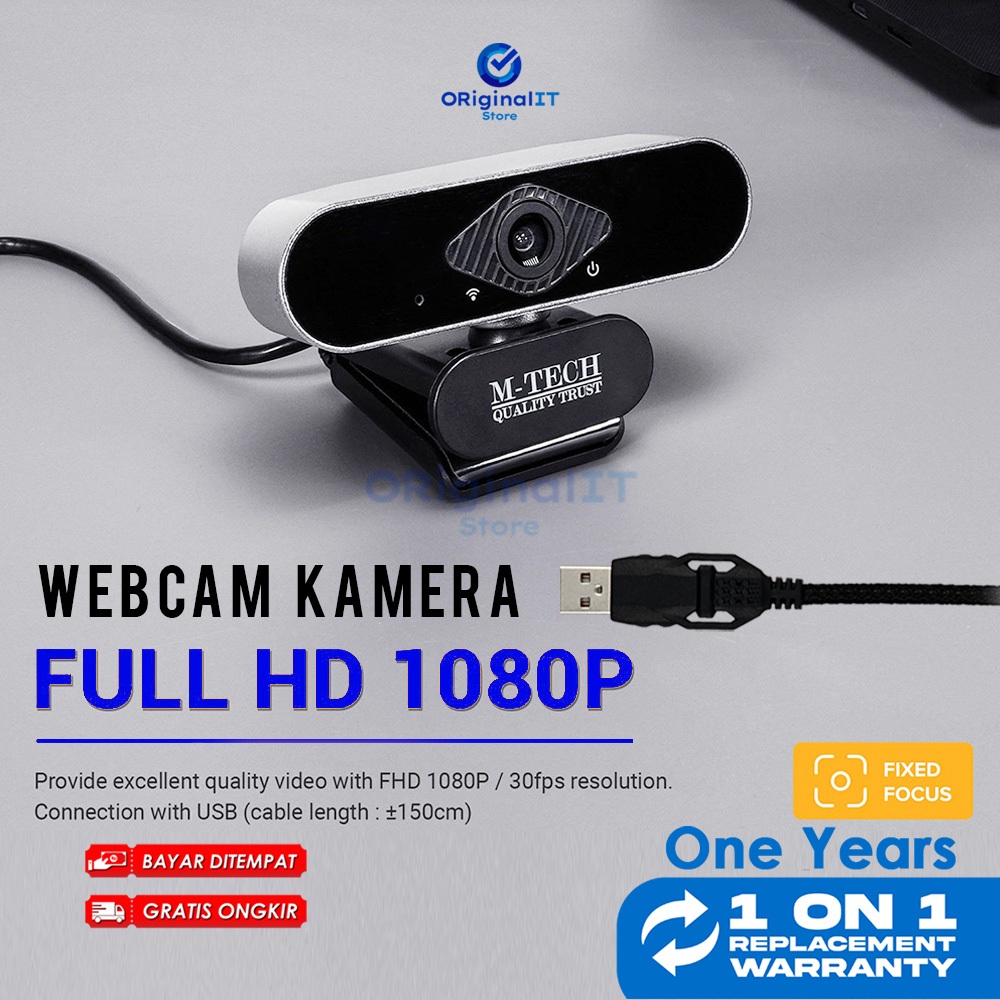 Webcam 1080P Full HD with Mic Kamera Portable Live PC komputer Laptop MTech WB350