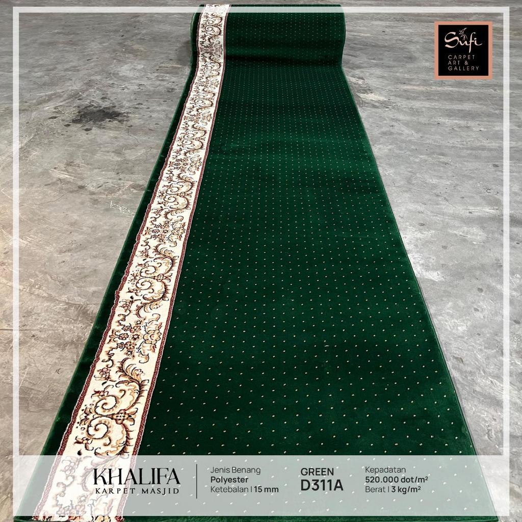 Karpet Masjid / Karpet Mushola / Sajadah Masjid Meteran Custom Design Turki Khalifah D311A Green / H
