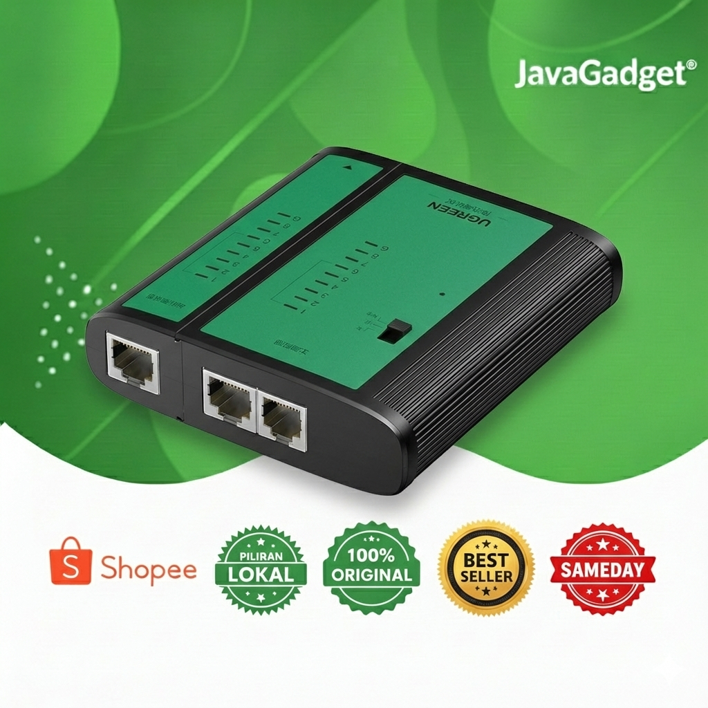 UGREEN Cable Tester RJ45 RJ11, untuk Kabel LAN CAT5 CAT6, Baterai 9V