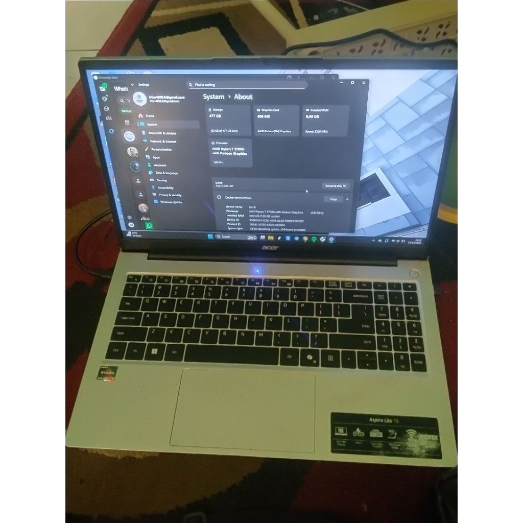 ACER ASPIRE LITE AL15 RYZEN 7