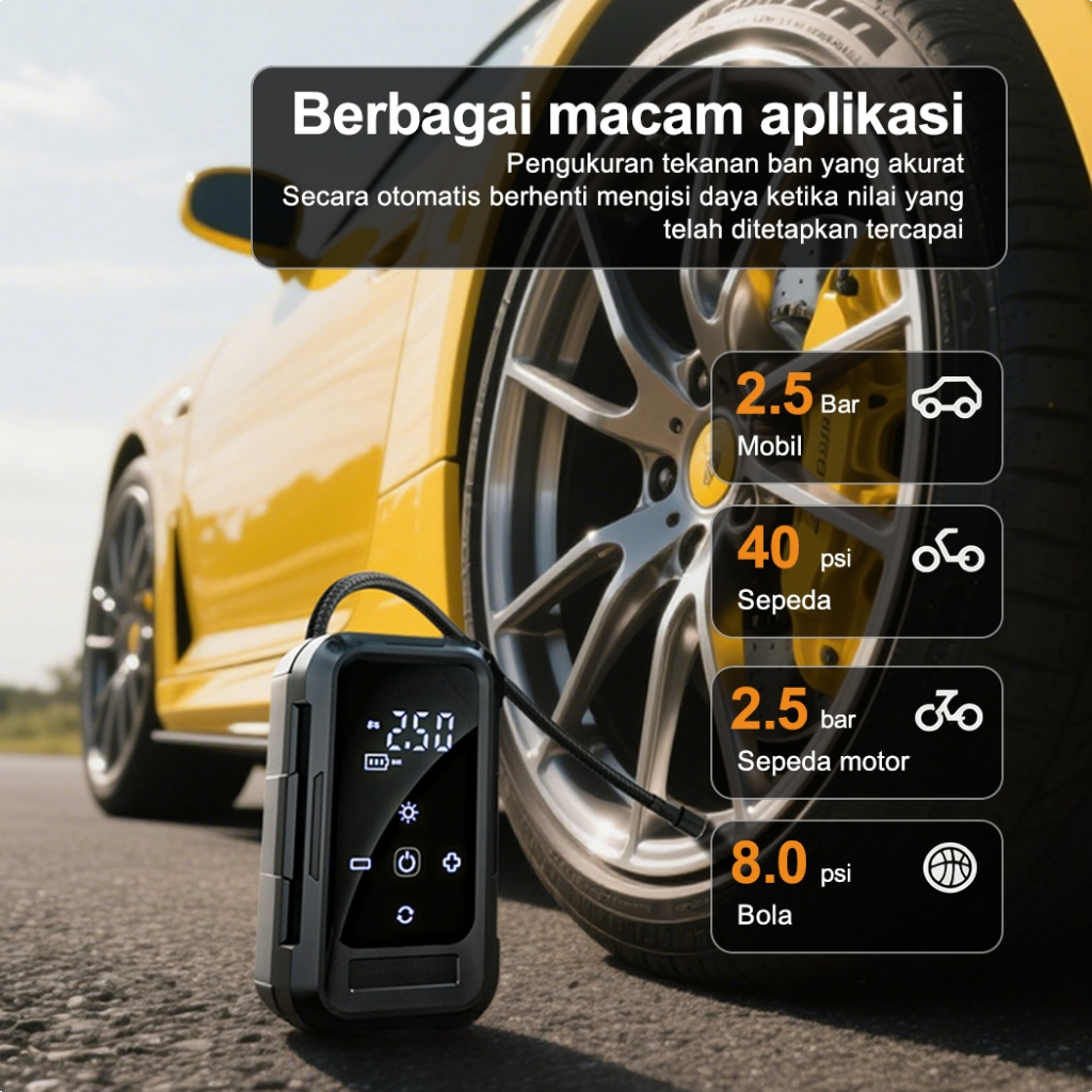 Pompa Ban Motor Pompa Ban Elektrik Car Air Pump 4 Mode Mini Pompa Angin Elektrik Pompa Ban Mobil