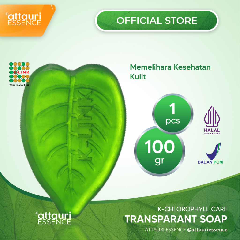 K-Link K-Care Chlorophyll Transparant Soap (100 gr) Sabun Klorofil Sabun K-Link Sabun Mandi Klorofil