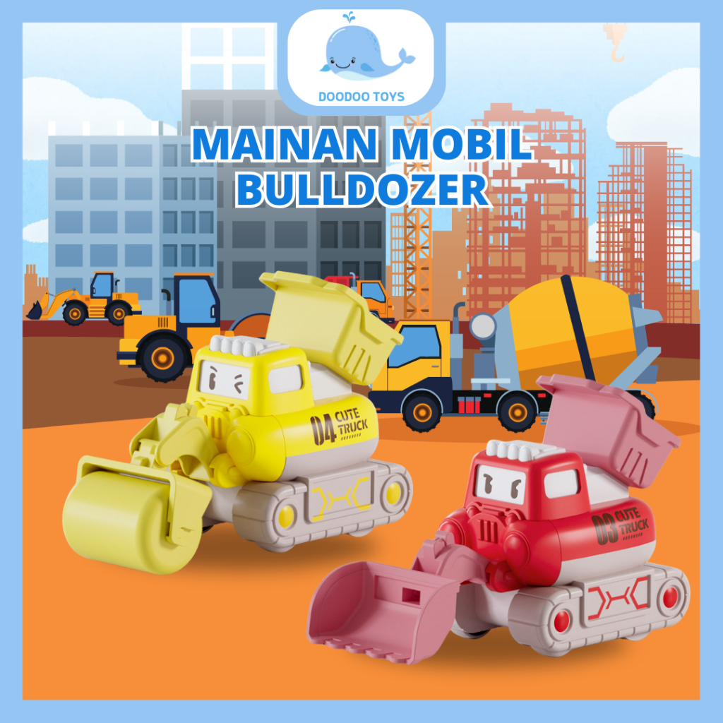 Mainan Mobil Mobilan konstruksi - Mobil Tekan Tanpa Baterai - Mobil Inersia Pull-Back Bulldozer Exca