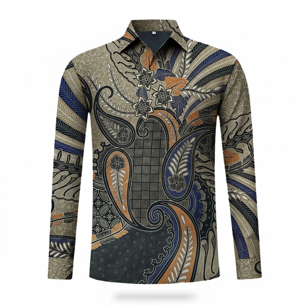 Batik Slimfit Premium Motif Paisley Kemeja Batik Pria Lengan Panjang Dan Pendek Katun Baju Dewasa
