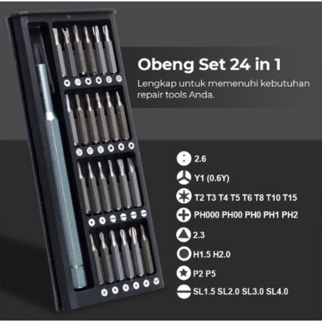 Obeng set 24in1 | obeng mutifungsi 24in1 | obeng HP | obeng reparasi elektronik