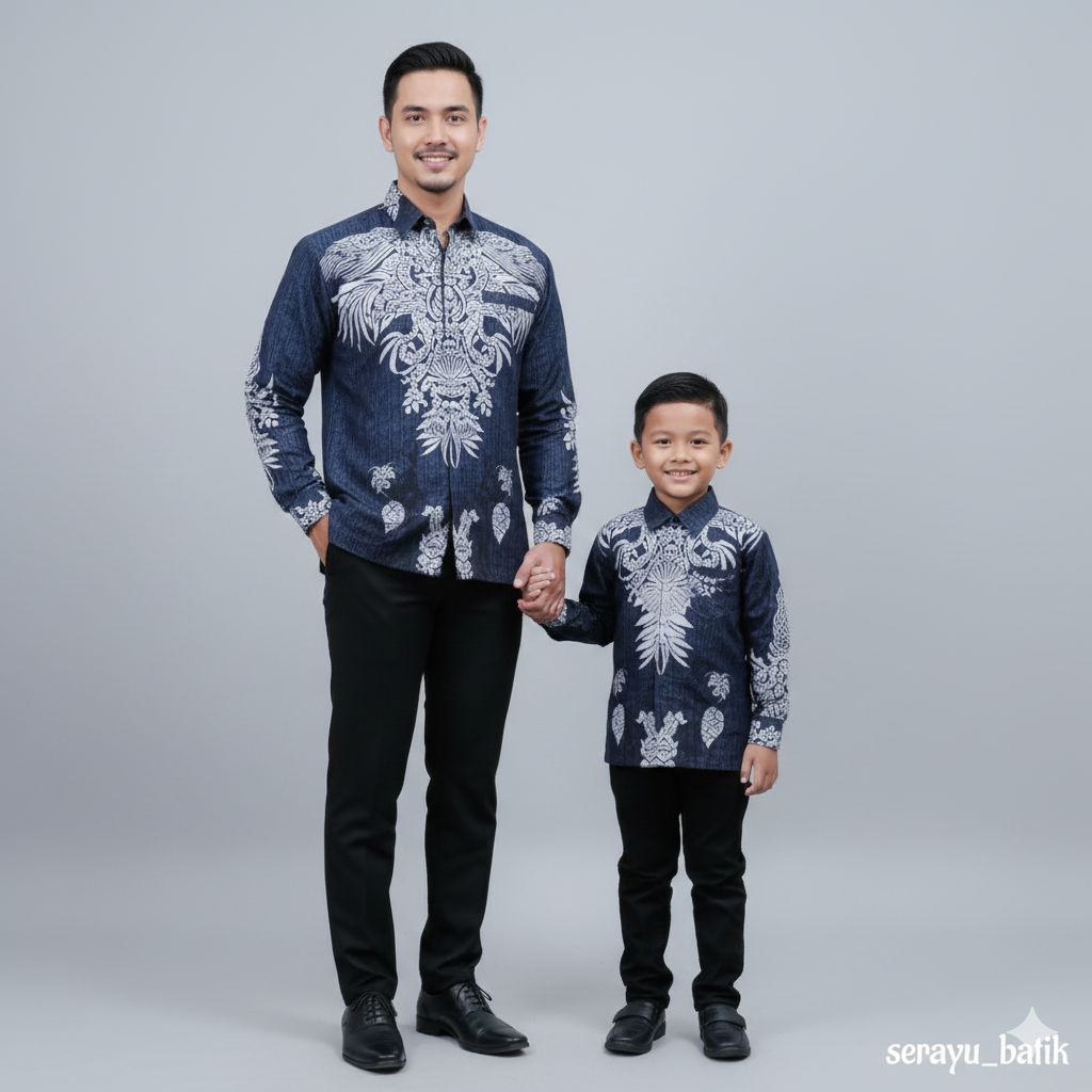 Batik Couple Ayah Dan Anak Katun Solo Terbaru Batik Pasangan Ayah Dan Anak Motif Elegan Warna Abu Cr