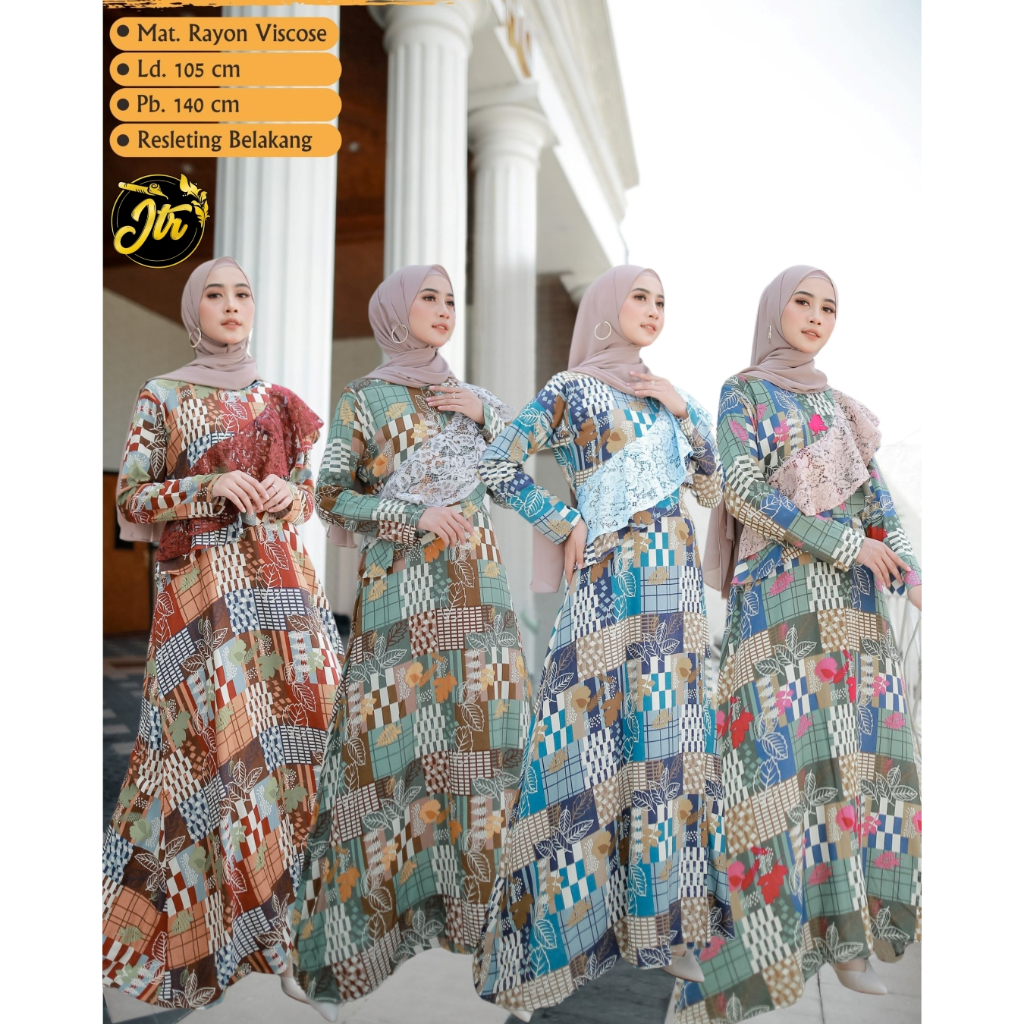ALIYA Dress Wanita Dewasa Rayon Brokat Kondangan Pesta DIANDRA Homedress Batik Daster Gamis Santai