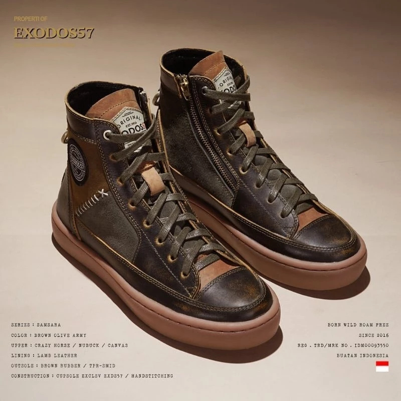 Sepatu EXODOS57 Shoes Samsara Brown Olive Army
