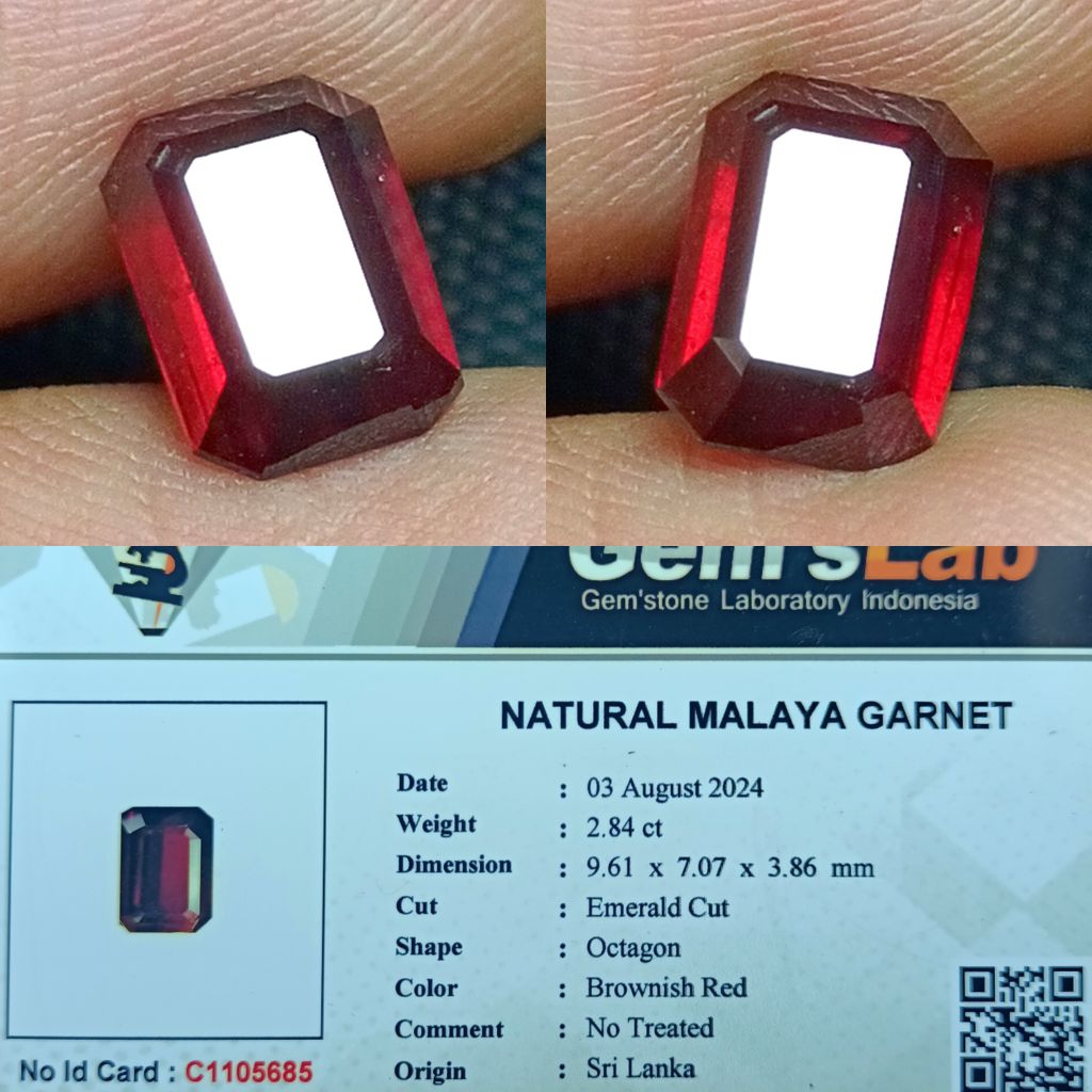 NATURAL MALAYA GARNET BROWNISH RED SRILANKA MEMO GLI LAB