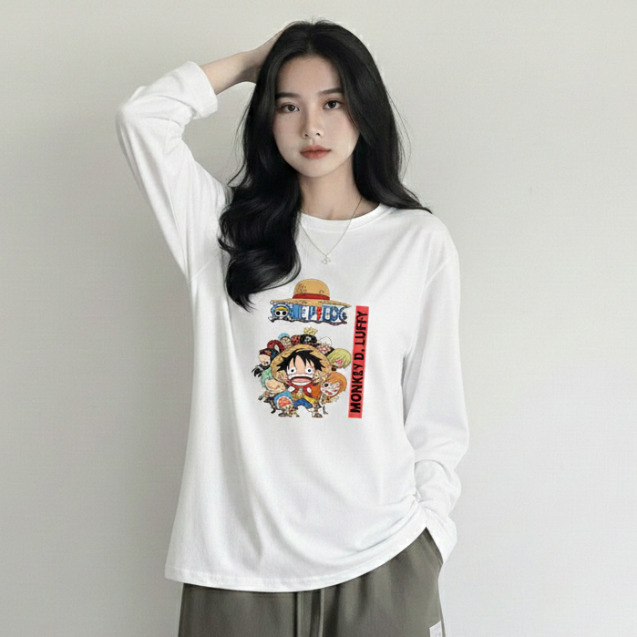 Kaos distro oblong oversize lengan panjang Shibi One Piece