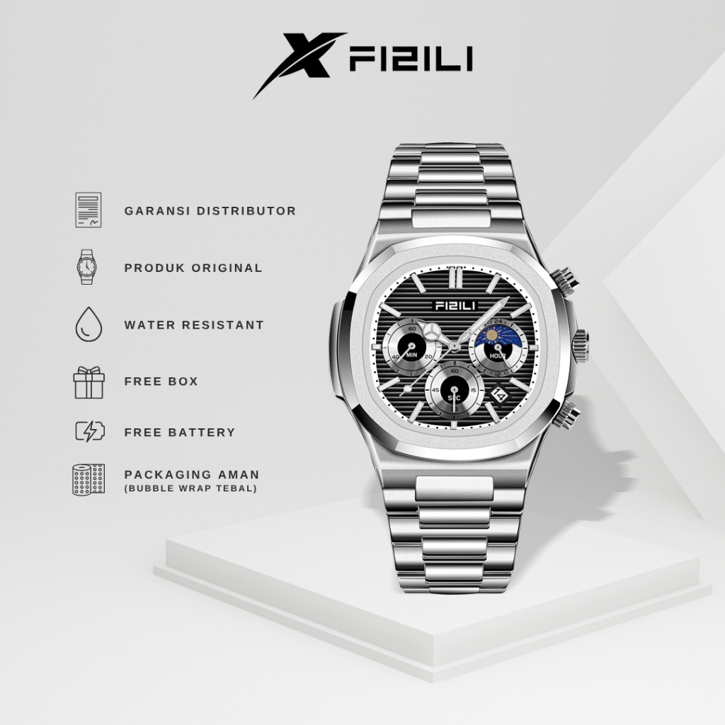 FIZILI Jam Tangan Pria Analog Luminos Fizili 1922 Stainless Strap Water Resist 3 atm