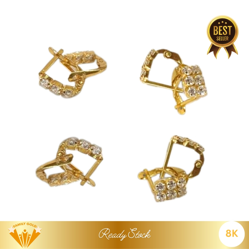 Anting Emas Kadar 375 (8K) Model Jepit Mata Berat 1 Gram an (Random)