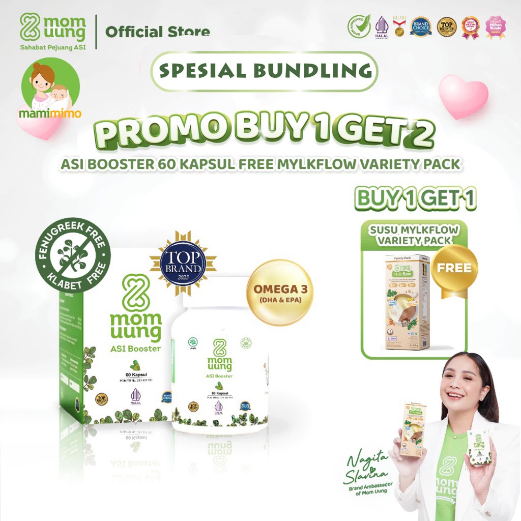 MOM UUNG ASI BOOSTER MOMUUNG 30 60 KAPSUL OBAT PELANCAR PENAMBAH ASI SUPLEMEN VITAMIN IBU MENYUSUI