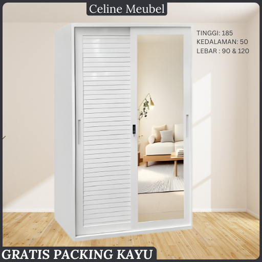 JALUSI. Lemari Pakaian Besi 2 Pintu Minimalis Modern - Almari Baju Besi