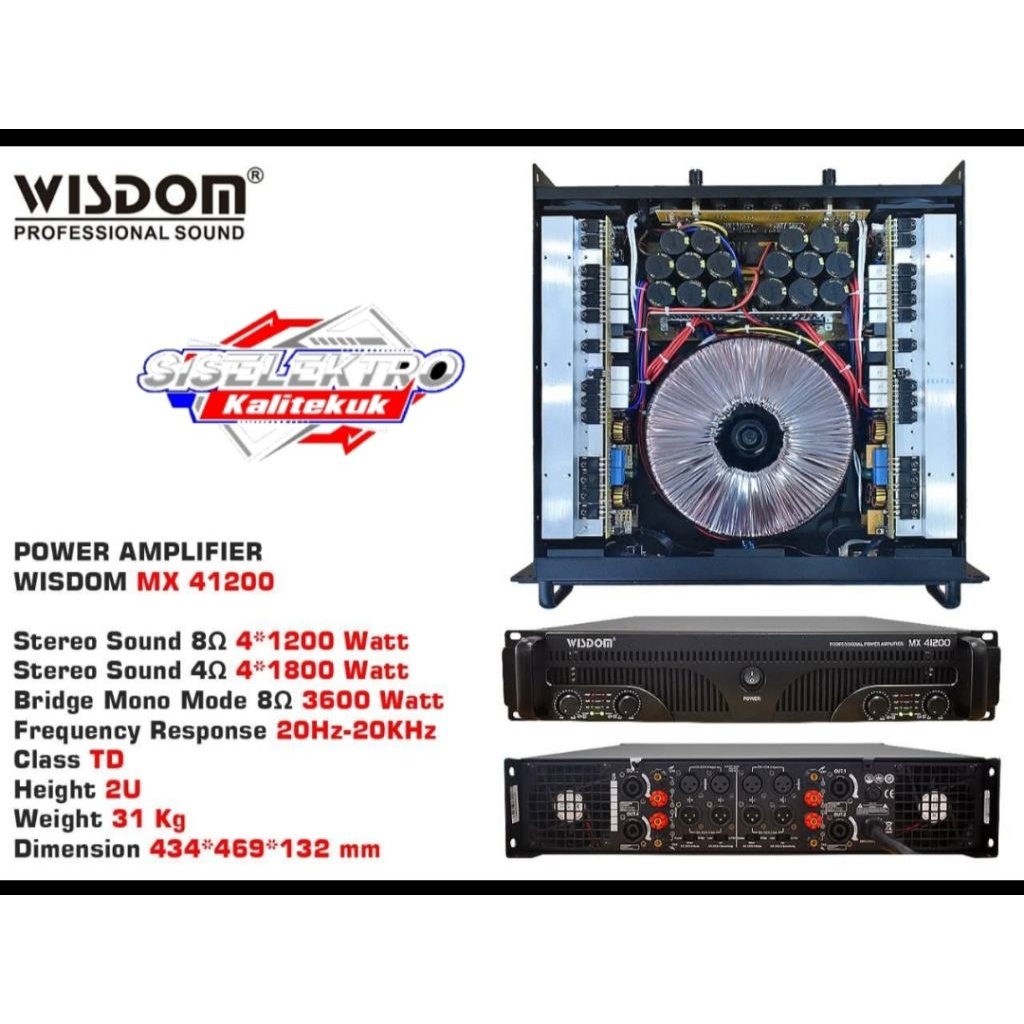 power amplifier wisdom MX 41200 power wisdom MX41200 class td 4 Chanel 1200 wat