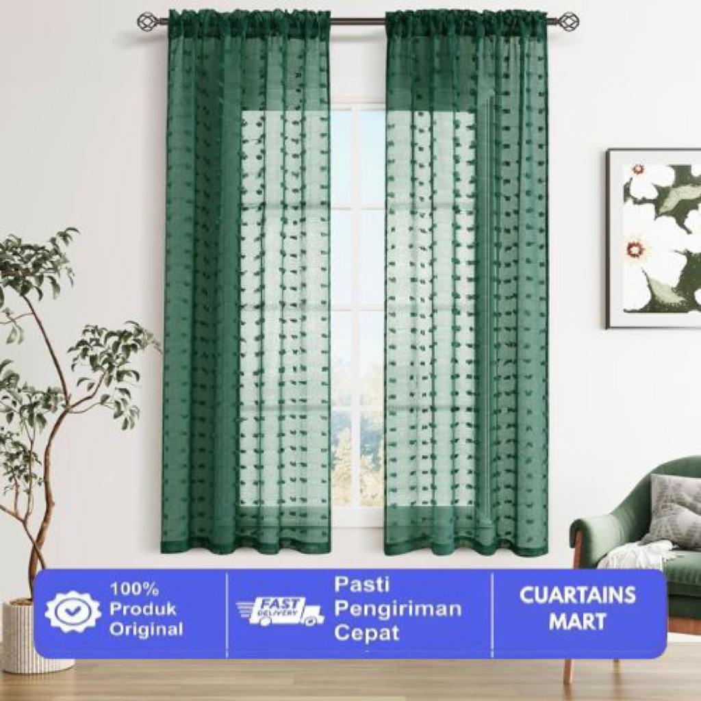 GORDEN VITRASE RUBY HIJAU TRANSPARAN MODEL SERUT GORDEN JENDELA GORDEN PINTU