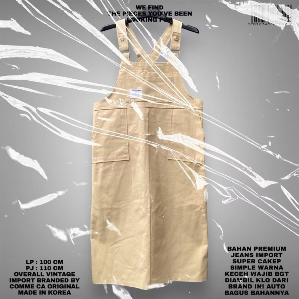 [FLASMA] COMME CA ORIGINAL KOREAN DRESS OVERALL JEANS PREMIUM/OVERALL CREAM COKLAT KOREAN LOOK/OVERA