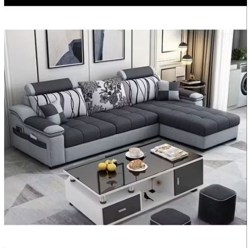 Sofa sudut costum meja Hpl